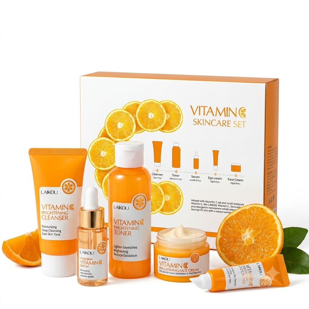 vitamin c brightening facial kit for fading dark spots minimizing pores and skin radiance