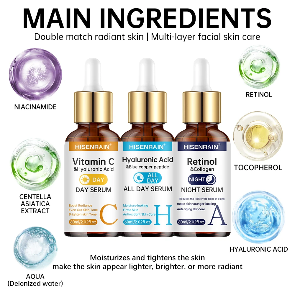 Ohmistry TriGlow™ Triple-Action Serum Combo – Vitamin C, Retinol & Hyaluronic Acid Trio - Image 2