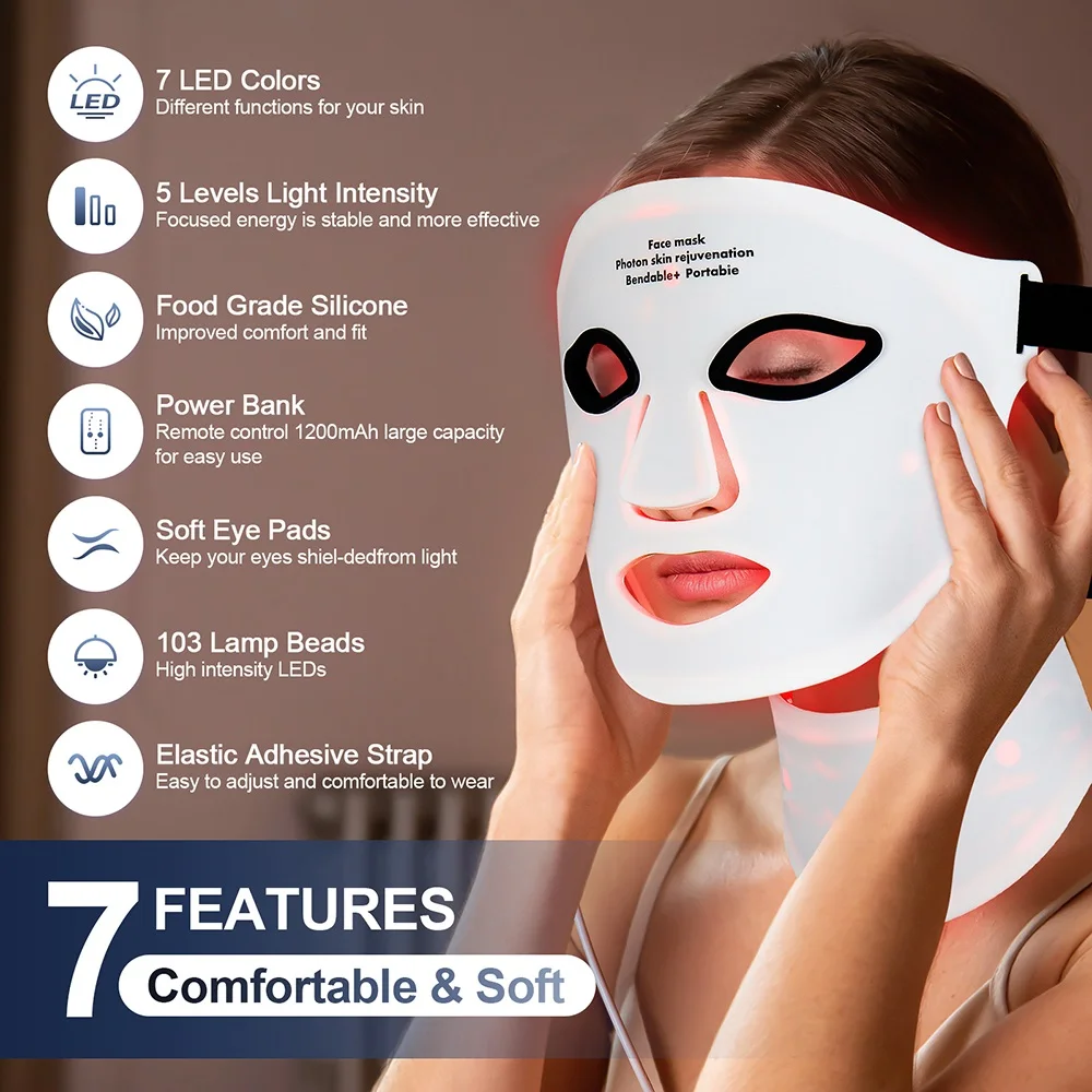 Ohmistry FlexiGlow™ 7-Color Silicone LED Face & Neck Mask - Image 3